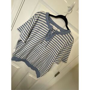 Alfred Dunner women’s short sleeve striped blouse XL